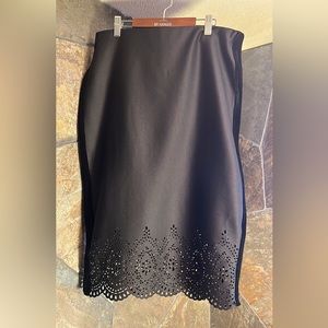 Jules and Leopold custom black skirt with eyelet detailing